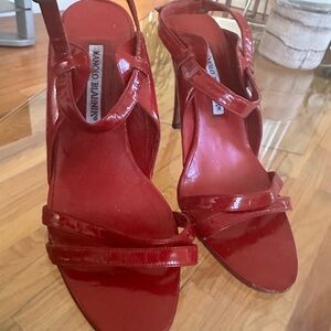 Manolo Blahnik Red Patent Leather Sandals